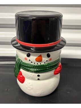 Yankee Candle Large Ceramic Snowman Cookie Jar Candle Holder Christmas Décor